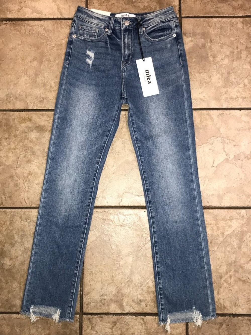 Women's Mica Denim Super High Straight Leg Distressed Jeans-Size 24 (MDP-T1280